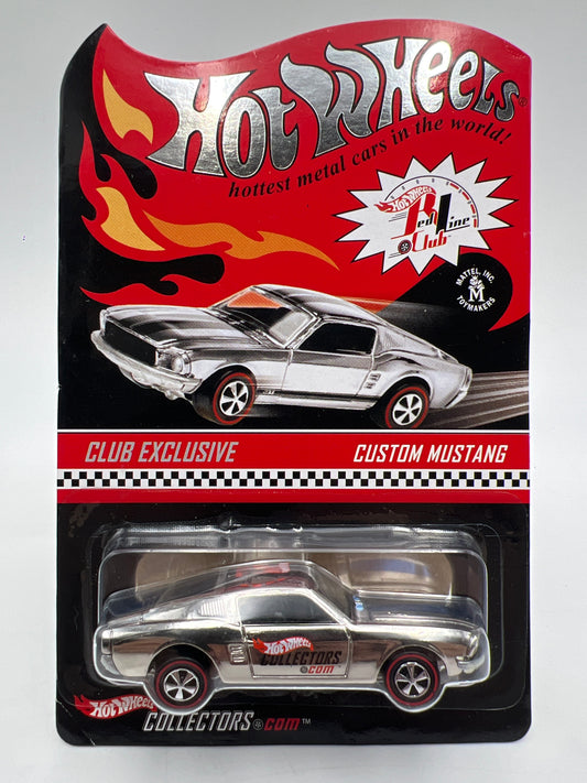 2003 Hot Wheels RLC Club Exclusive Custom Mustang Chrome/Blue Stripes W/Protector