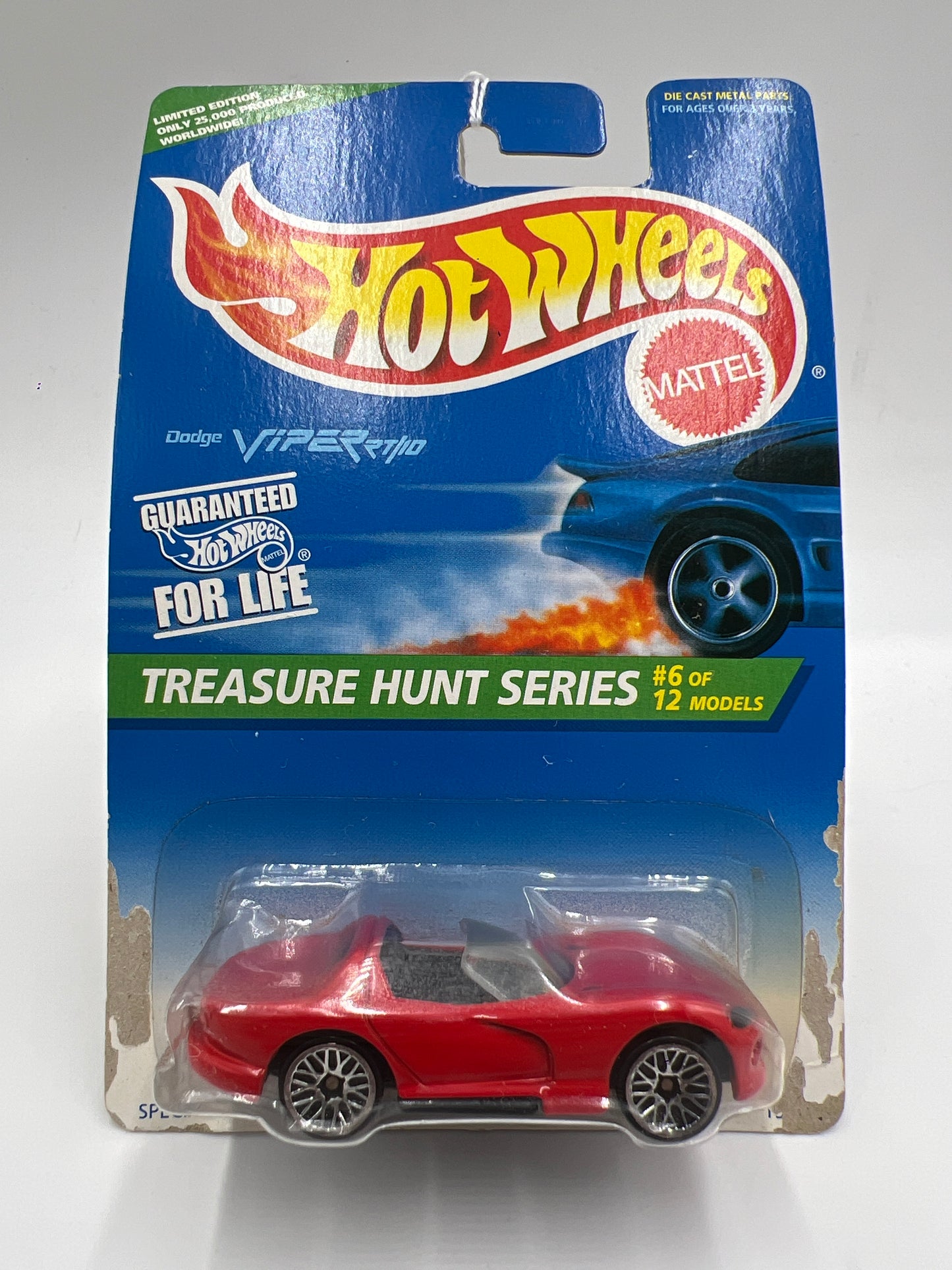1996 Hot Wheels Treasure Hunt #433 Dodge Viper RT/10 Red Bad Card 282E