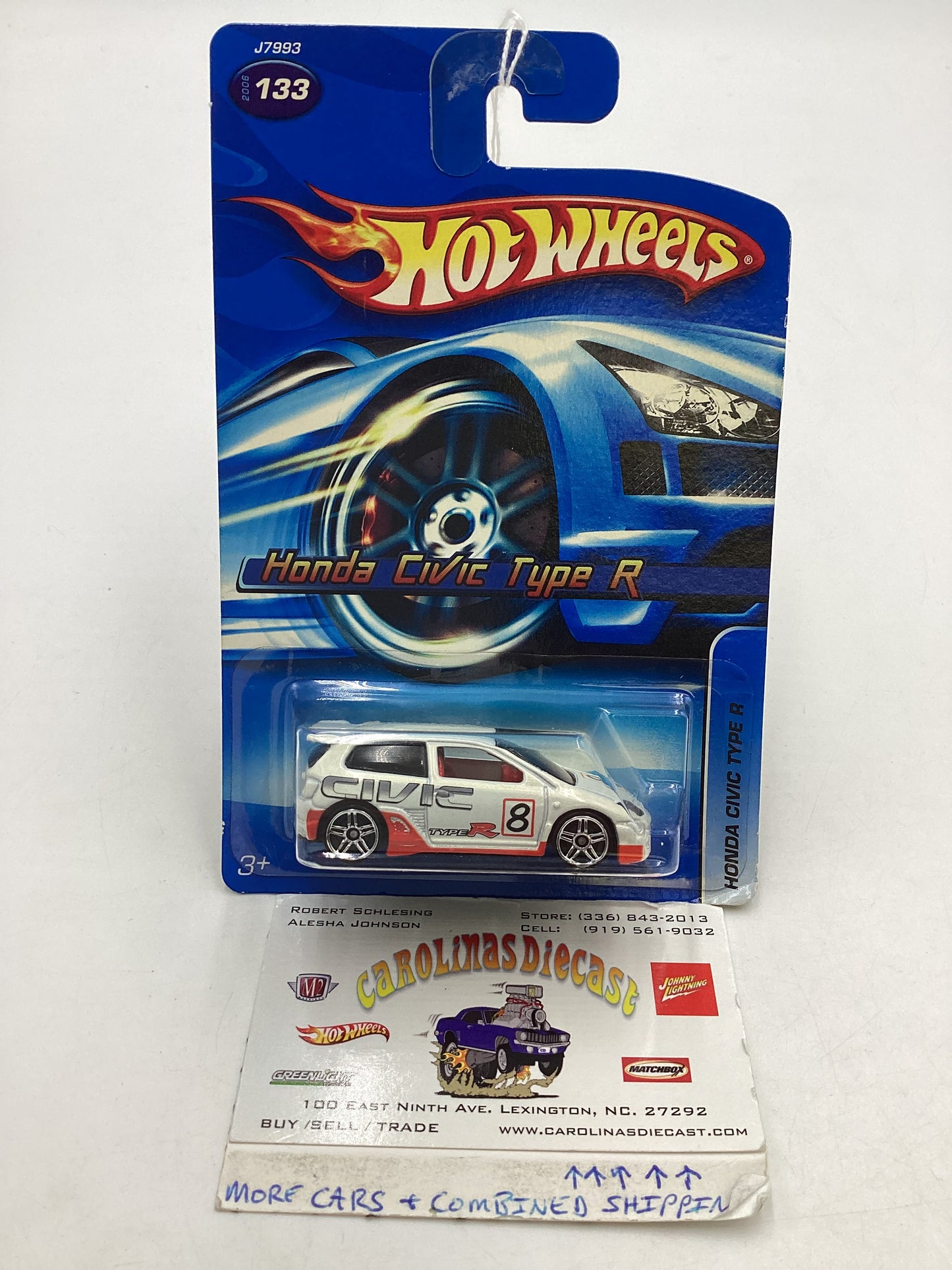 2006 Hot wheels #133 White Honda Civic Type R 78A