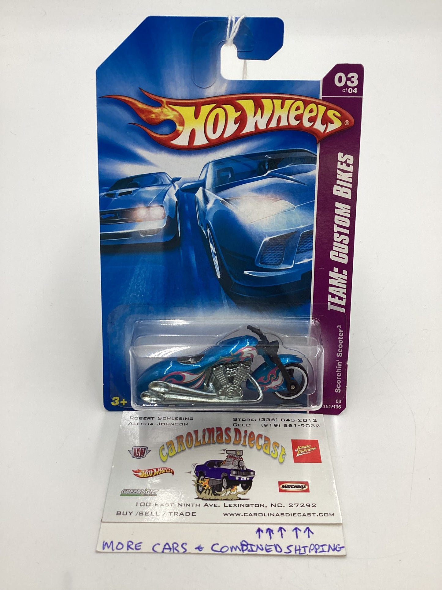 2008 Hot Wheels HW Team: Custom Bikes #151 Scorchin Scooter Blue