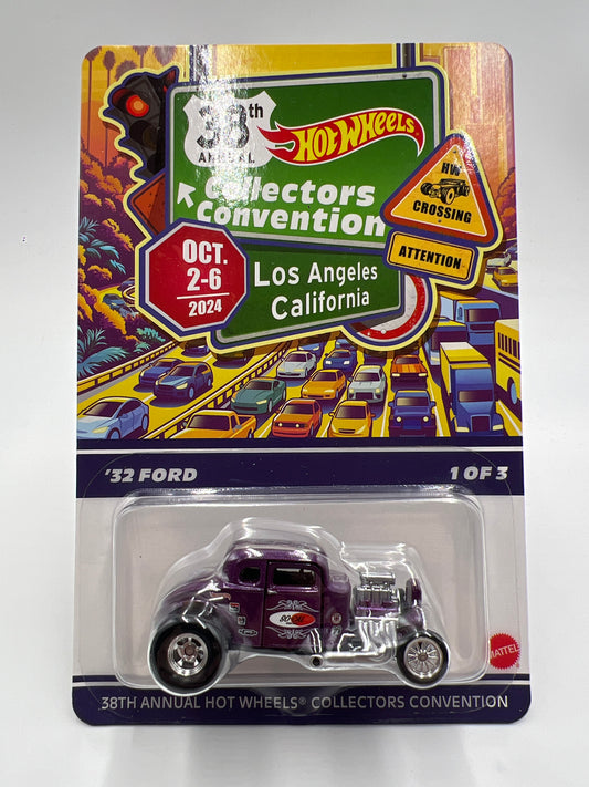 2024 Hot Wheels 38th Annual Collectors Convention LA #5420/6200 32 Ford Purple W/Protector
