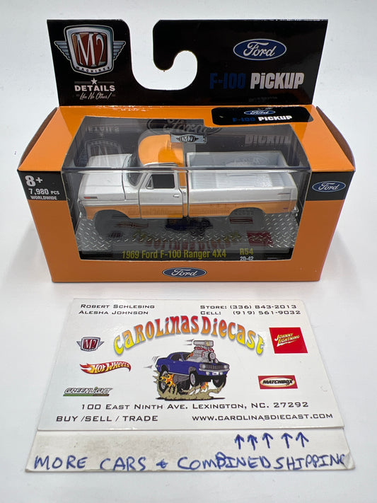 M2 Machines 1969 Ford F-100 Ranger 4x4 White/Orange R54