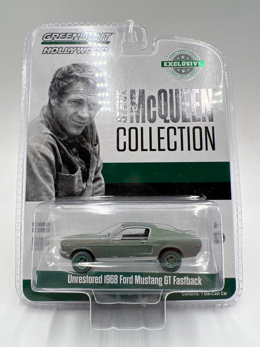 Greenlight Hobby Exclusive Steve McQueen Collection CHASE Unrestored 1968 Ford Mustang GT Fastback Green