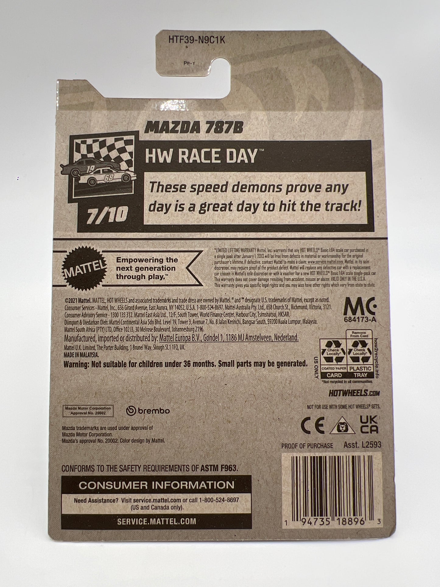 2024 Hot Wheels Super Treasure Hunt #144 Mazda 787B Orange W/Protector