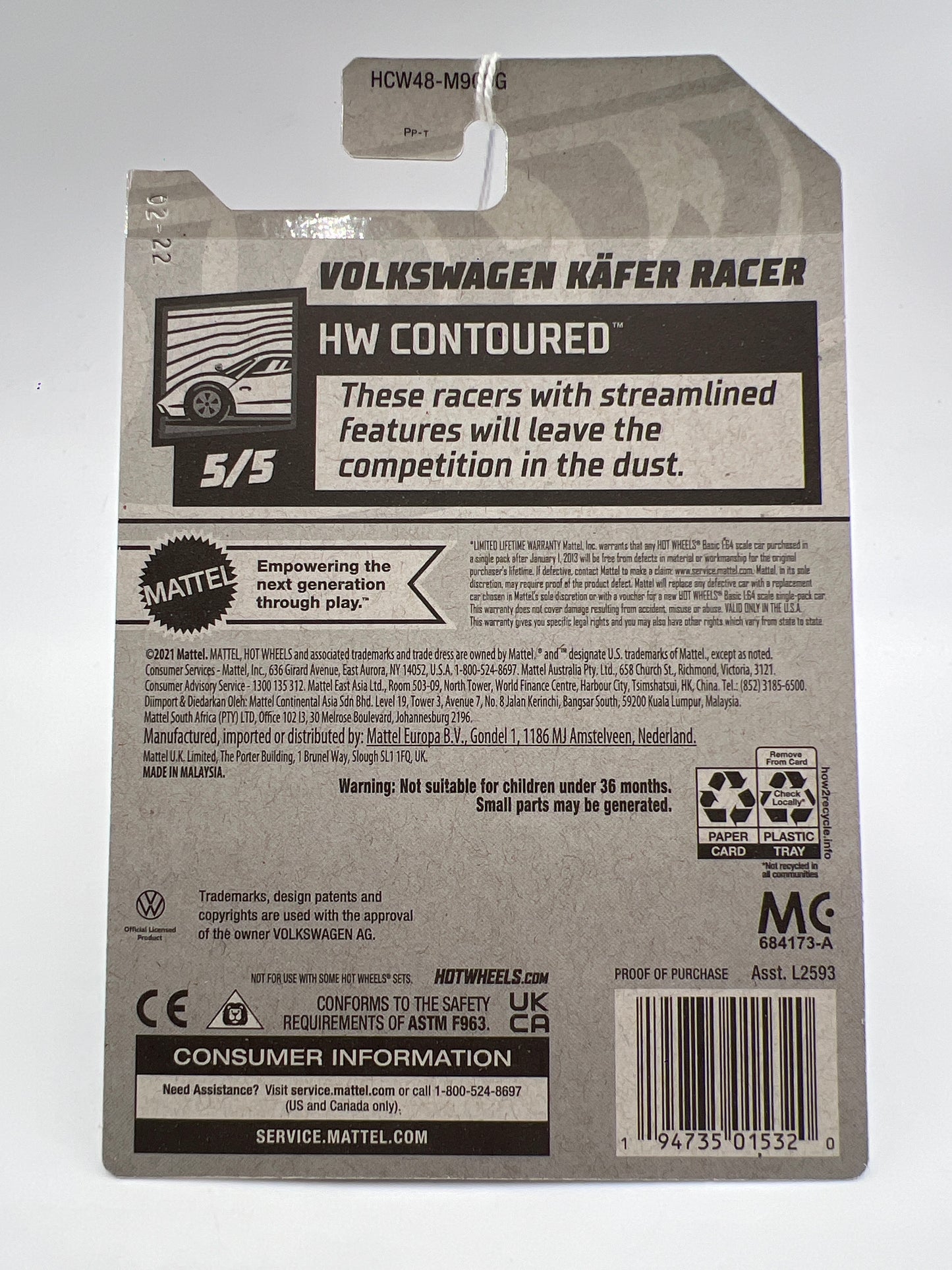 2022 Hot Wheels Contoured #142 Volkswagen Kafer Racer Red 96C