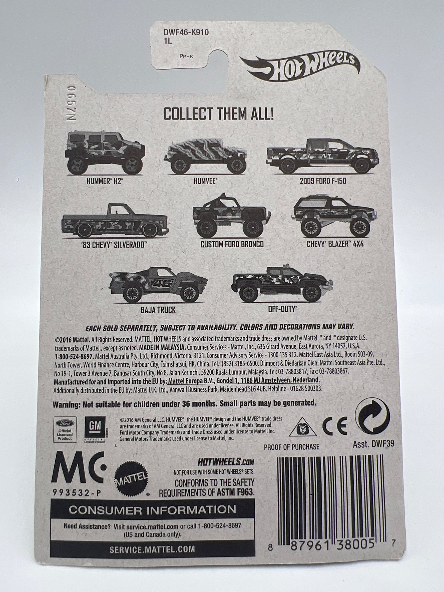 Hot Wheels Camouflage Series #7 Baja Truck Green 157C