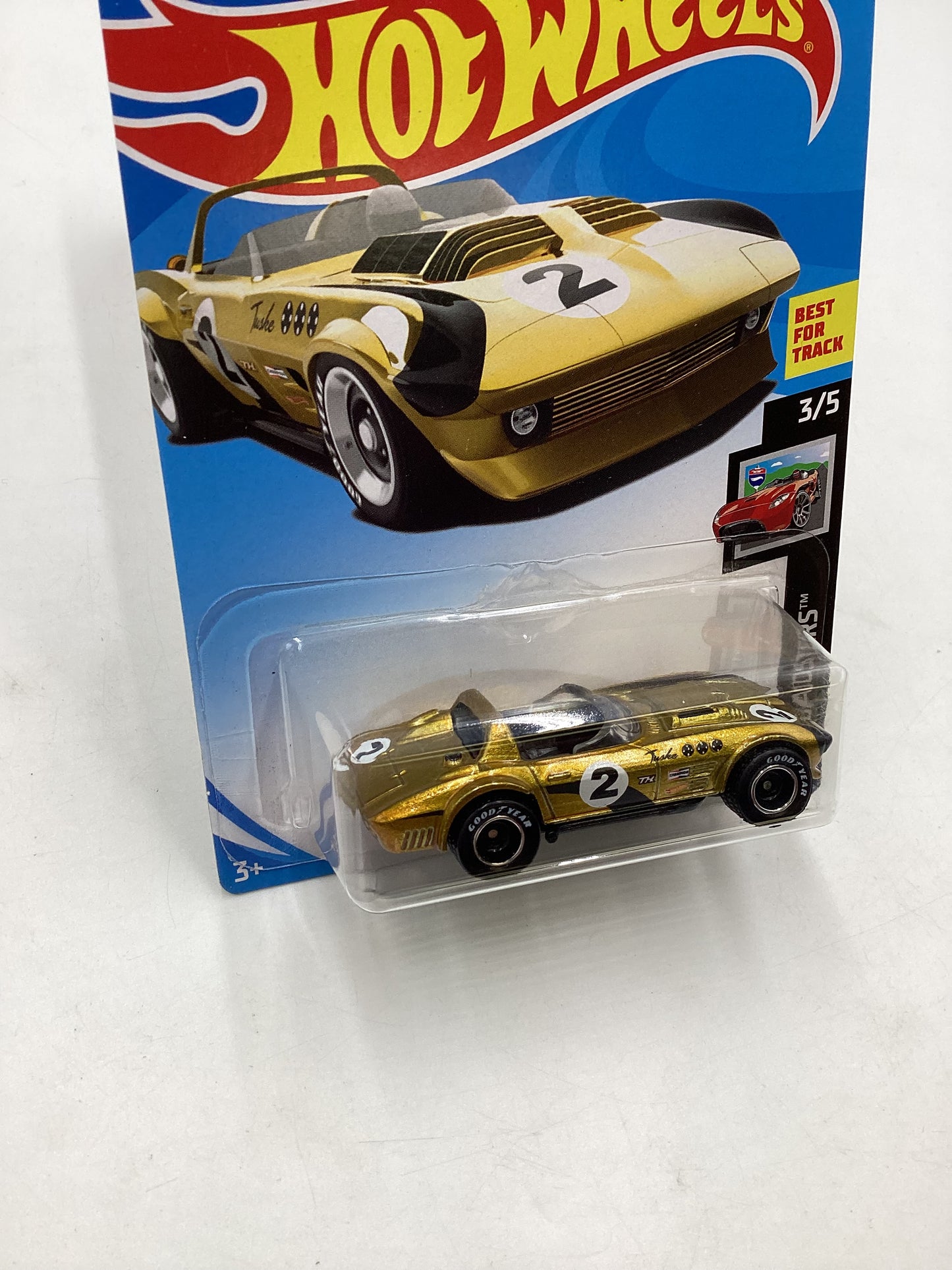 2019 Hot wheels Super treasure hunt #53 Corvette Grand Sport Roadster Gold W/Protector