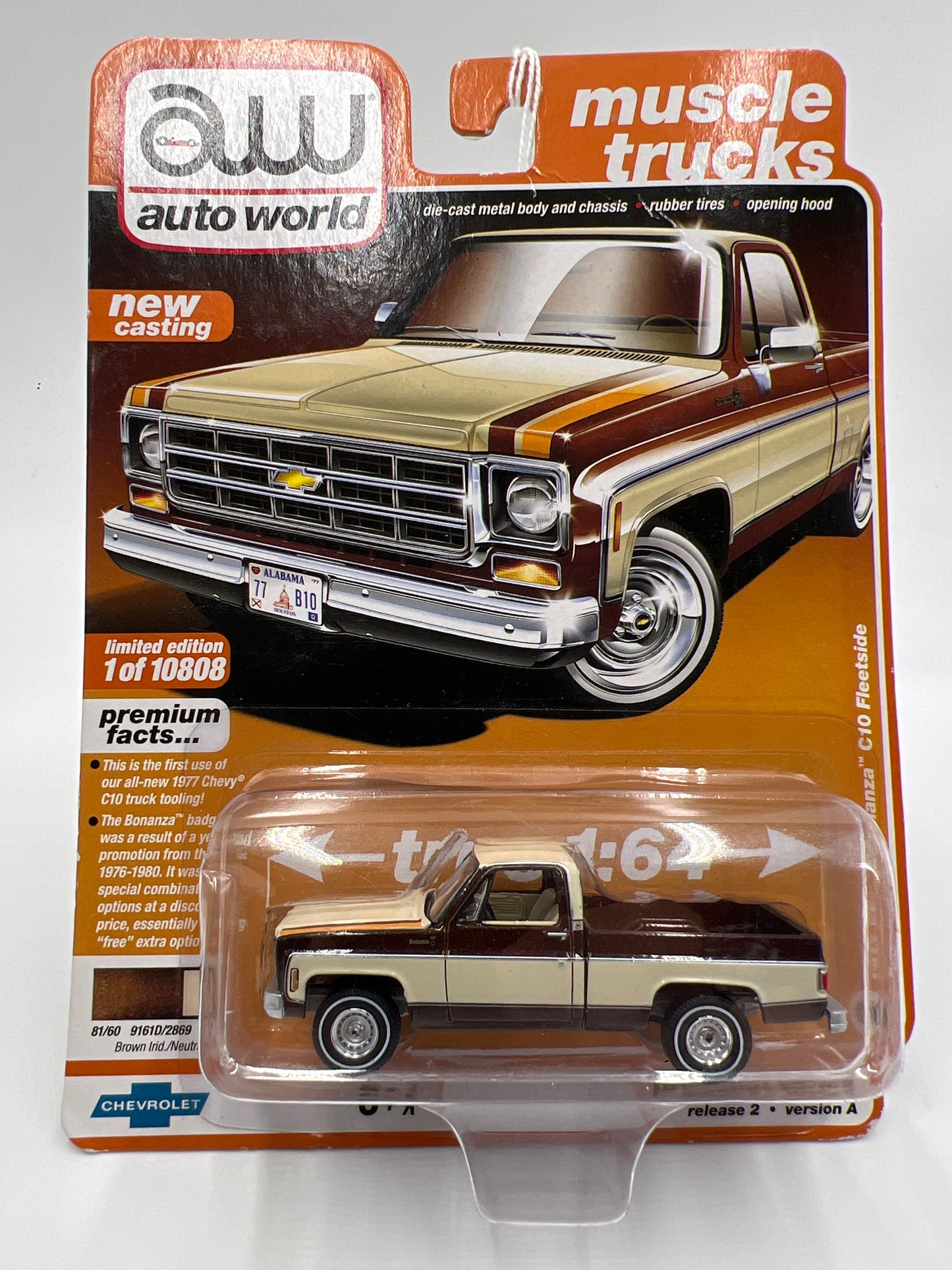 Auto World Muscle Trucks Release 2 Version A 1977 Chevy Bonanza C10 Fleetside Brown/Tan 182E