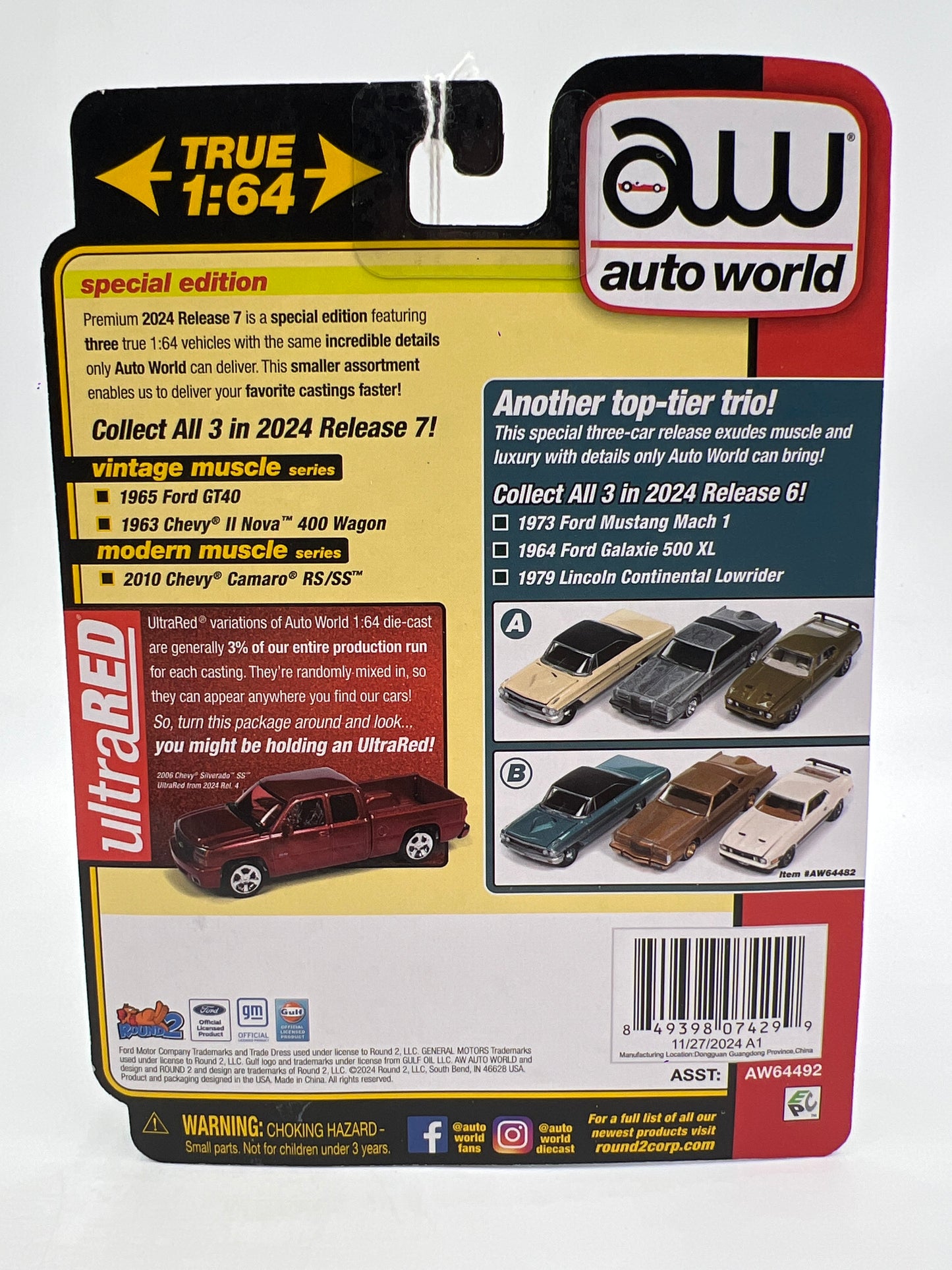 Auto World Ultra Red Chase Vintage Muscle Release 7 Version B 1963 Chevy II Nova 400 Wagon Red