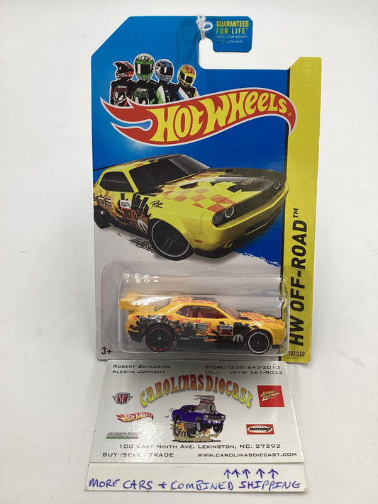 2014 Hot wheels 0ff Road #107 Dodge Challenger Drift Car Yellow 58E