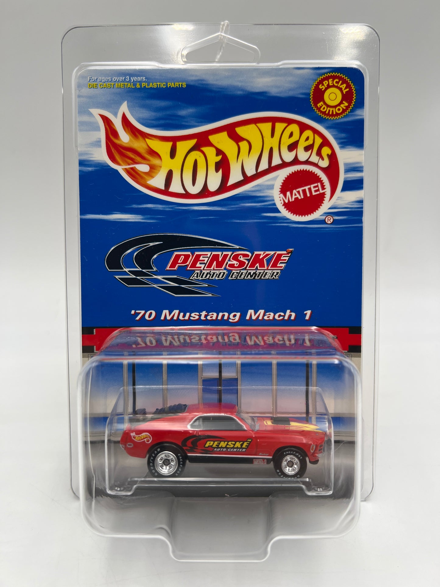 Hot Wheels Special Edition Penske Auto Center 70 Mustang Mach 1 Red W/Protector