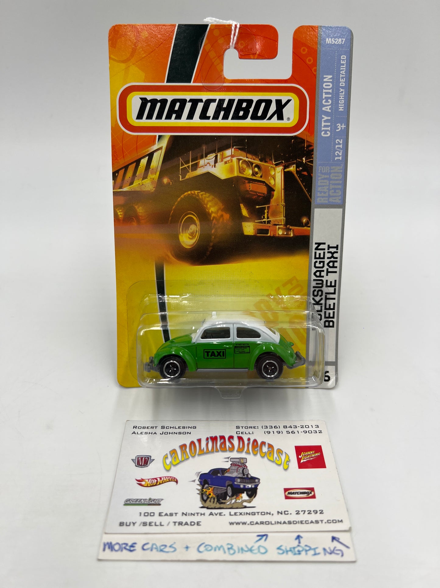 Matchbox City Action #56 Volkswagen Beetle Taxi Green 209D