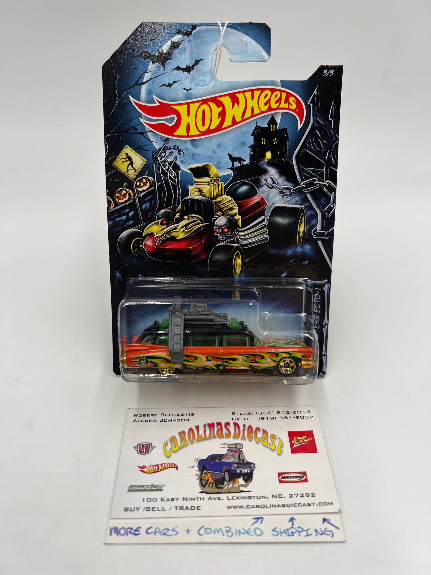 2014 Hot Wheels Kroger Exclusive Happy Halloween Set #5 Ghostbusters Ecto-1 Orange