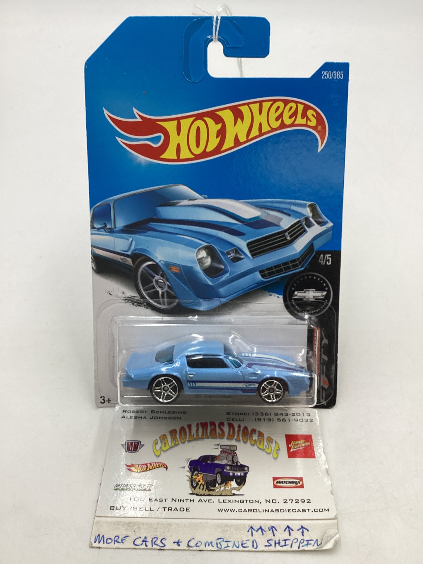 2017 Hot wheels #250 Light Blue 81 Camaro 14H