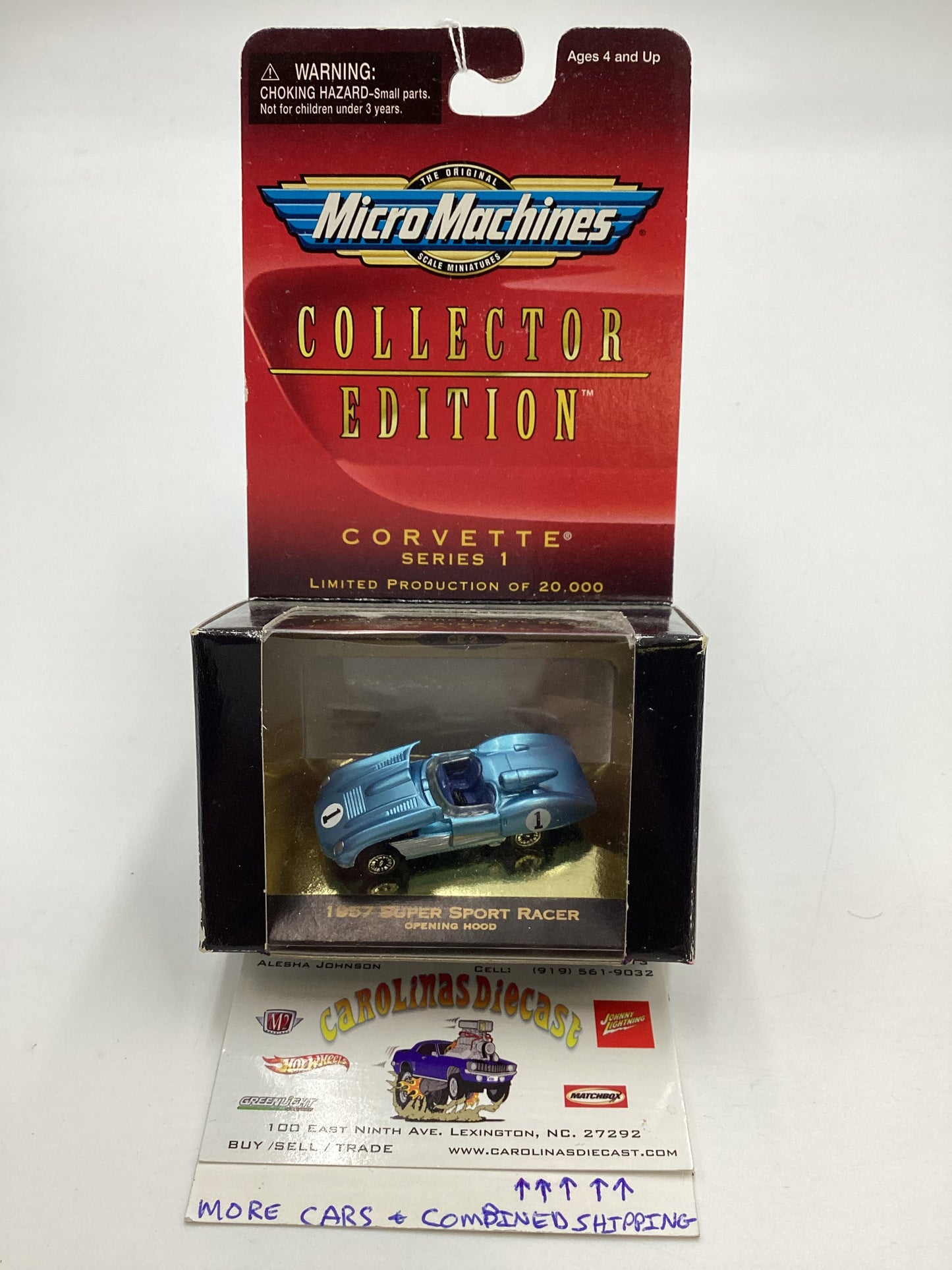 Micro Machines Collectors Edition Corvette Series 1 1957 Super Sport Racer Light Blue 1/20000 SR CE2