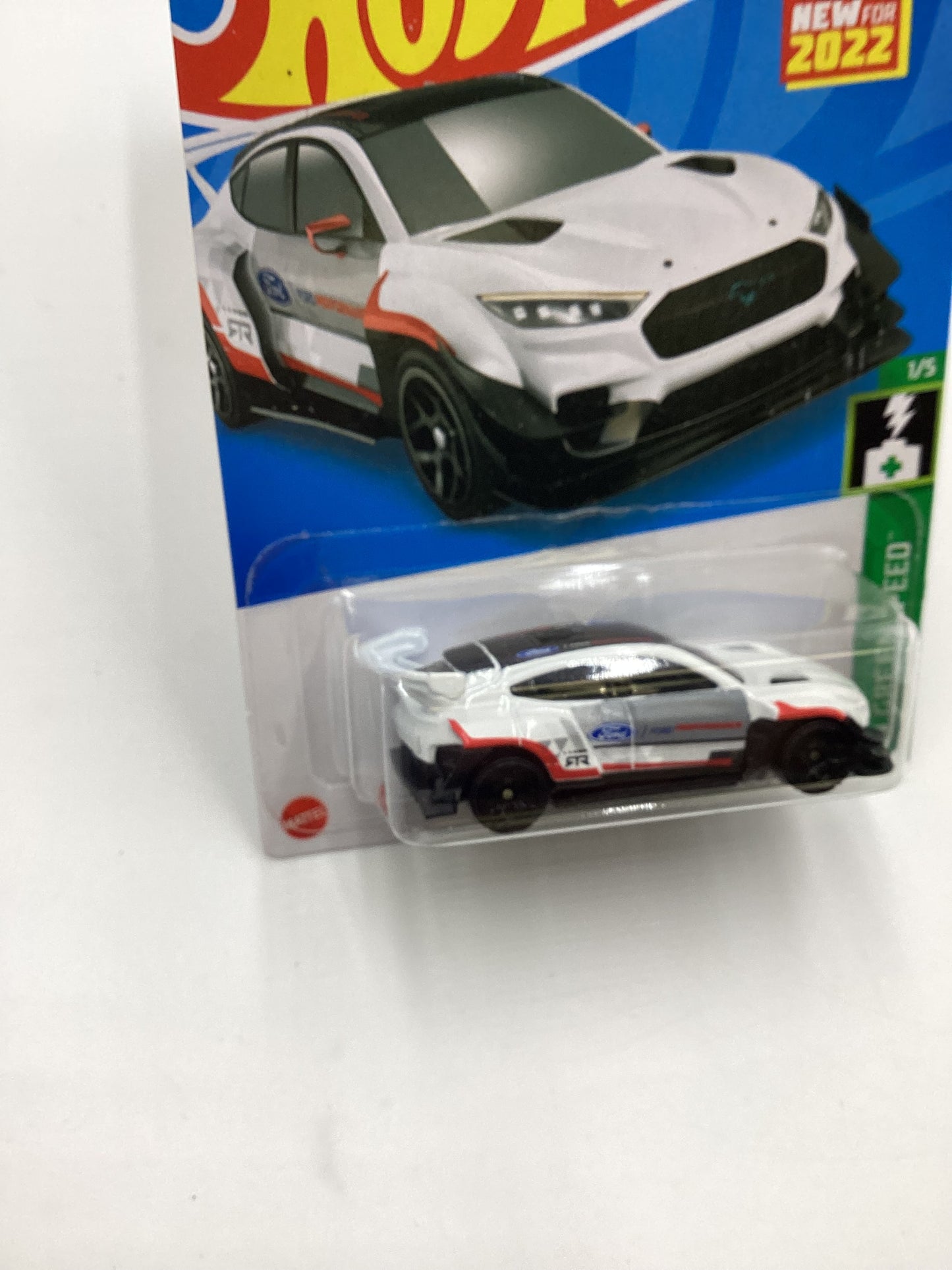 2022 Hot Wheels #73 Ford Mustang Mach-E 1400 White Autographed Vaughn Gittin Jr W/protector