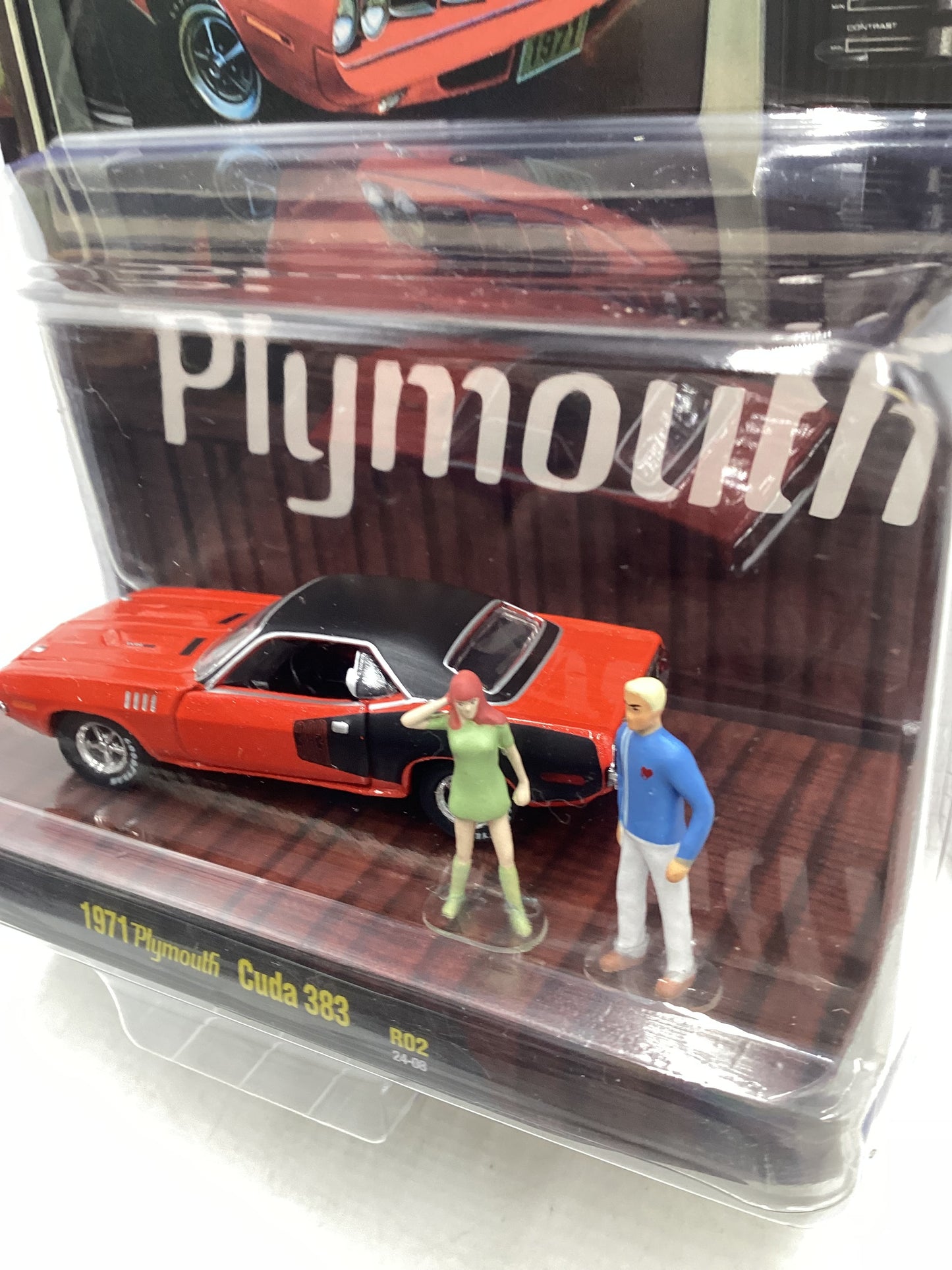 2024 M2 Machines Diorama R02 1971 Plymouth Cuda 383 198E