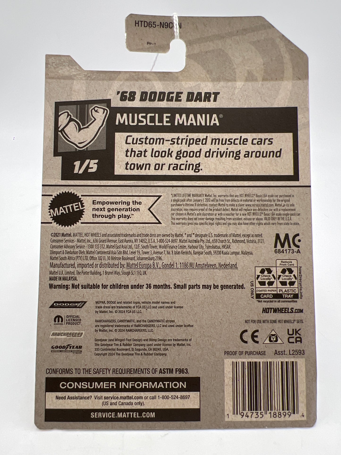 2024 Hot Wheels N Case #142 68 Dodge Dart Red 50G