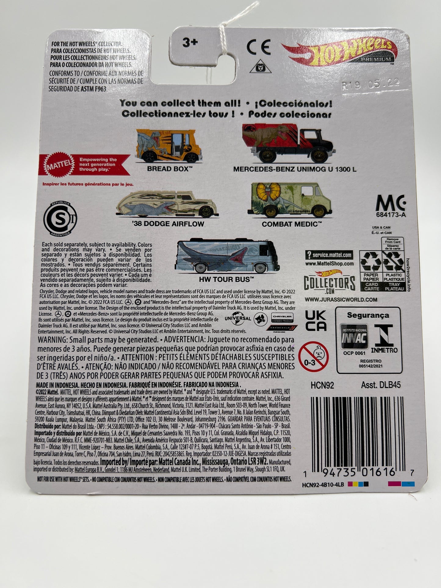 2022 Hot Wheels Jurassic World #4 Combat Medic Green 270B