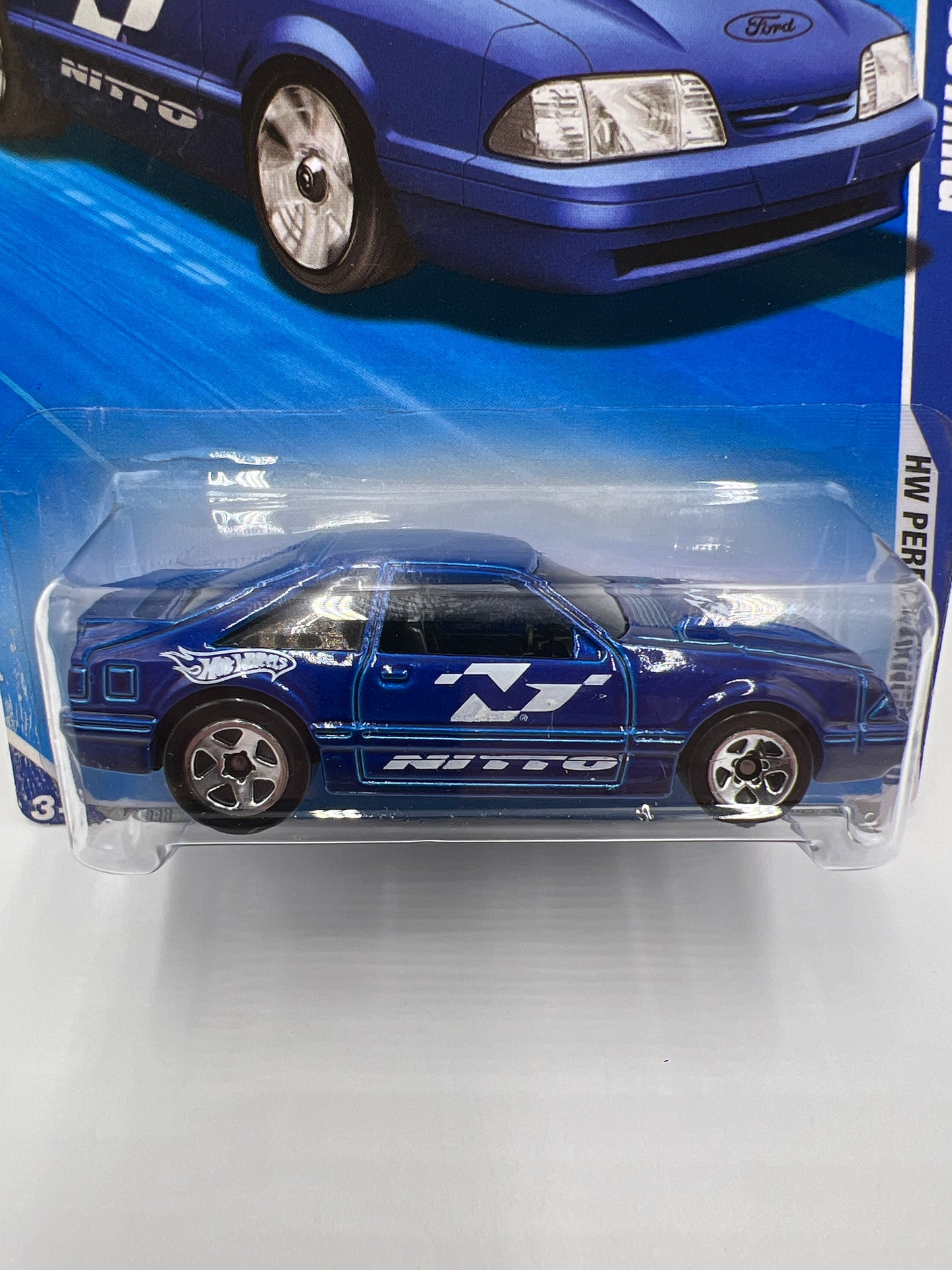 2010 Hot Wheels Performance #105 Kmart Exclusive 92 Ford Mustang Blue W/Protector SR