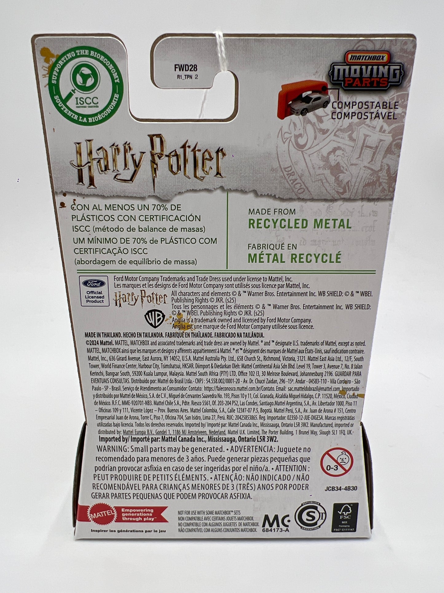 2025 Matchbox Moving Parts #13 1962 Ford Anglia Light Blue Harry Potter 163E