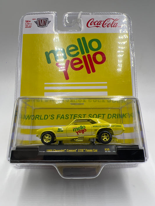 M2 Machines Coca Cola Mello Yello CHASE 1969 Chevrolet Camaro Z/28 Funny Car Yellow A30