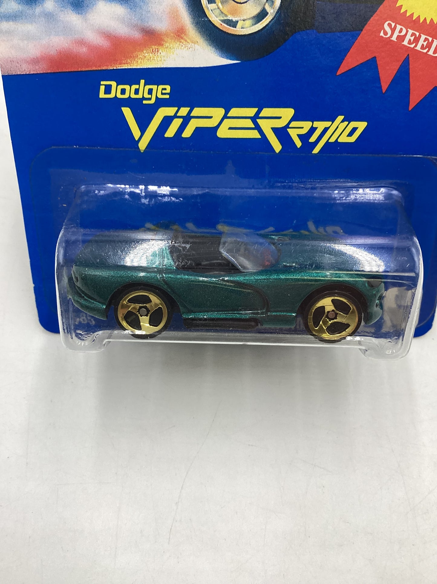 Hot Wheels Blue Card Collector No. 210 Dodge Viper R/T 10 Green 3SP Gold Wheels 240F