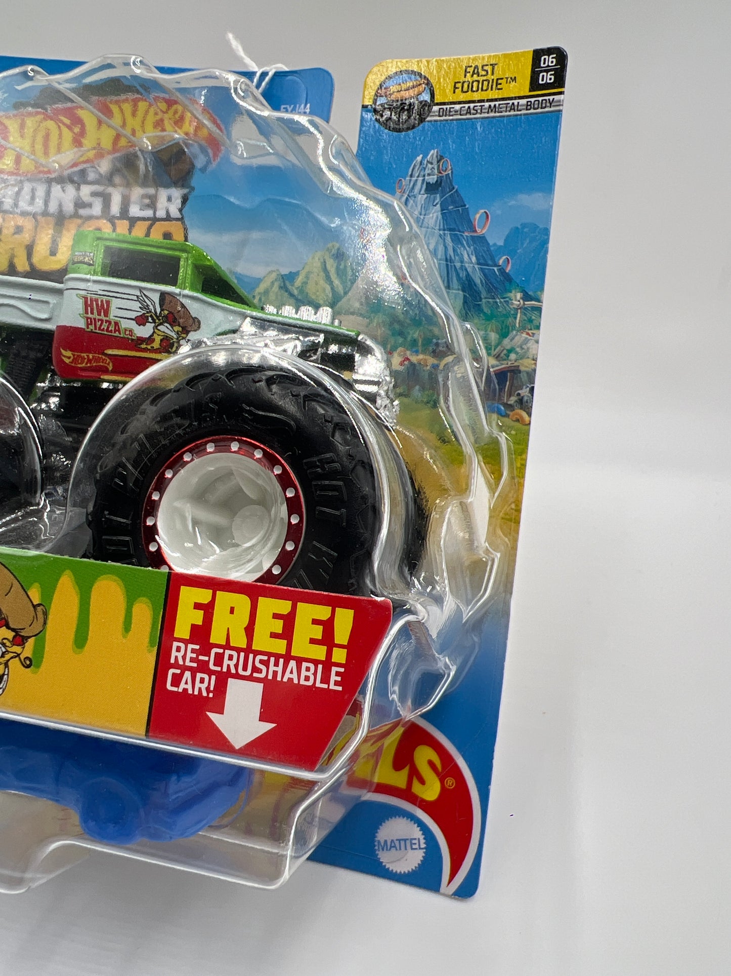 2021 Hot Wheels Monster Trucks Fast Foodie #47 HW Pizza Co Bone Shaker 129F