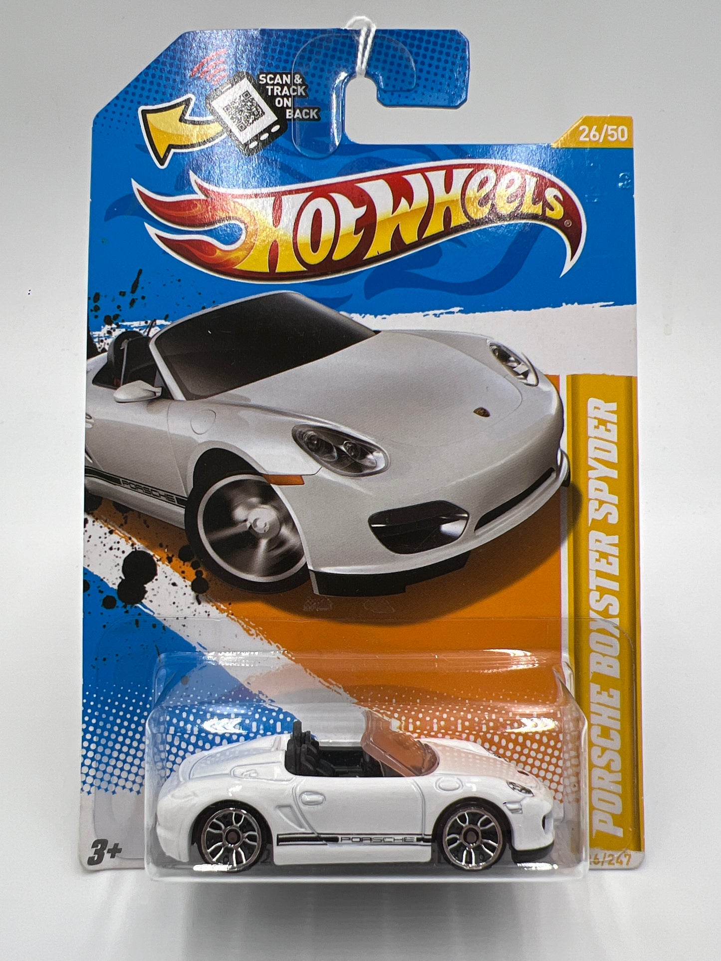 2012 Hot Wheels New Models #26 Porsche Boxster Spyder White Light Pink Windshield SR