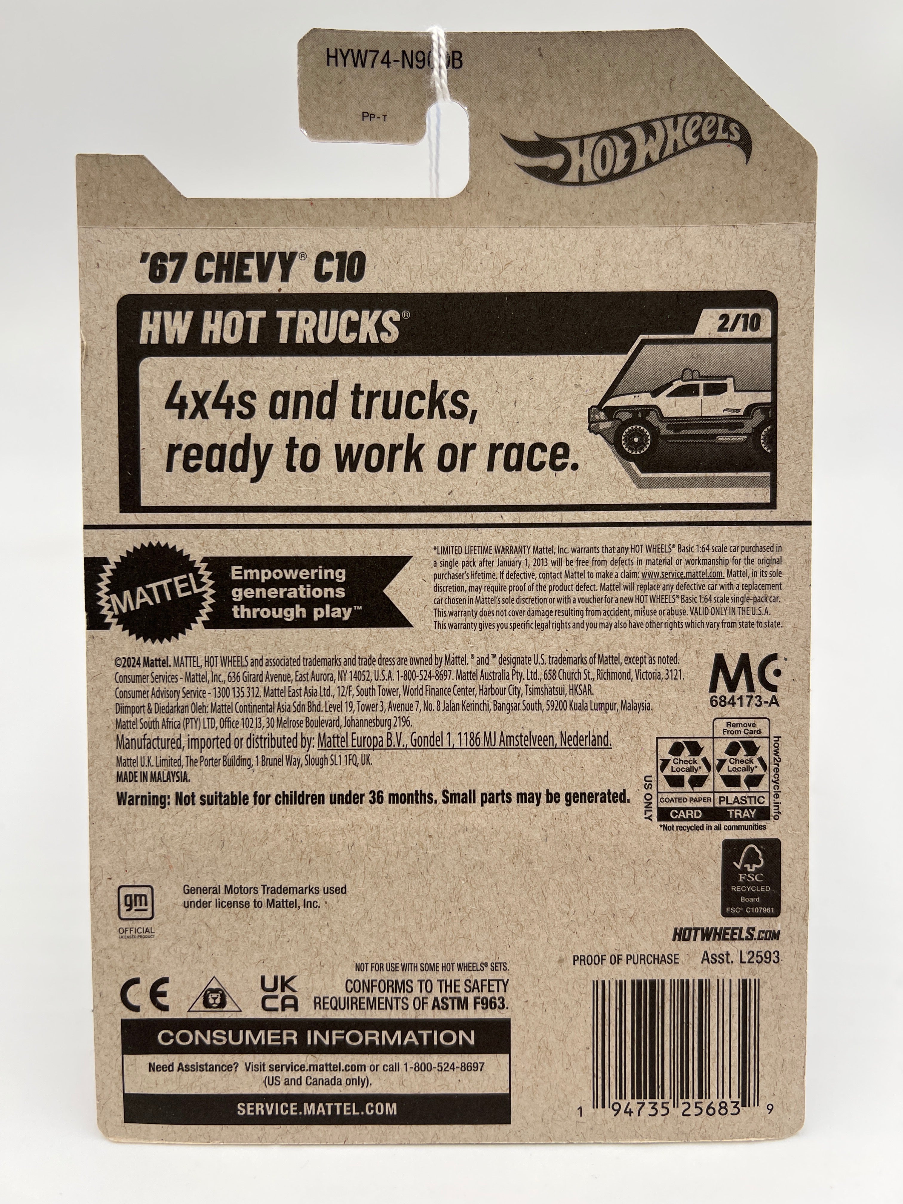 2025 Hot Wheels B Case #21 67 Chevy C10 Light Blue 14B