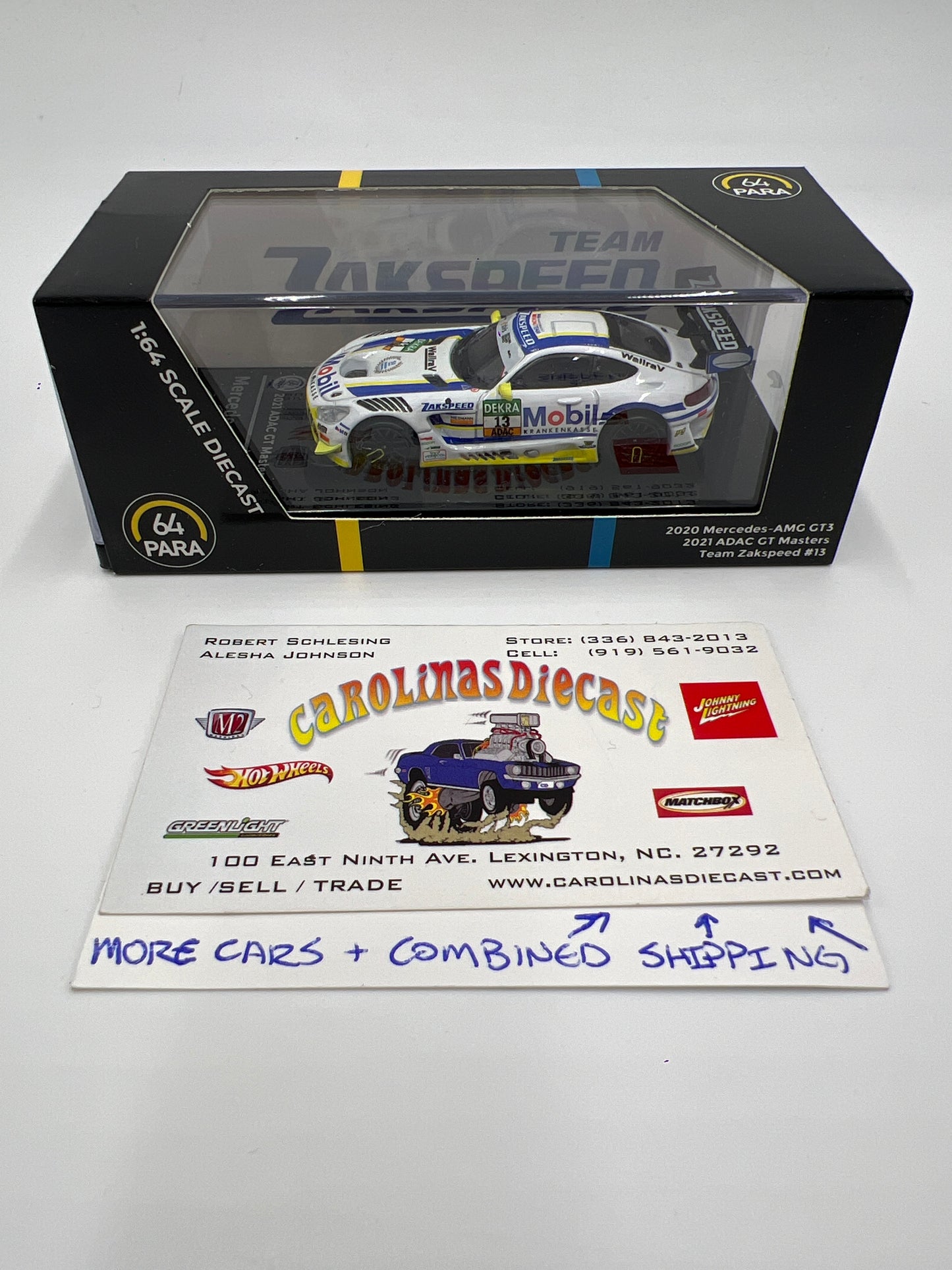 Para64 1:64 Scale Diecast Team Zakapeed #13 Mobil 2020 Mercedes-AMG GT3 White