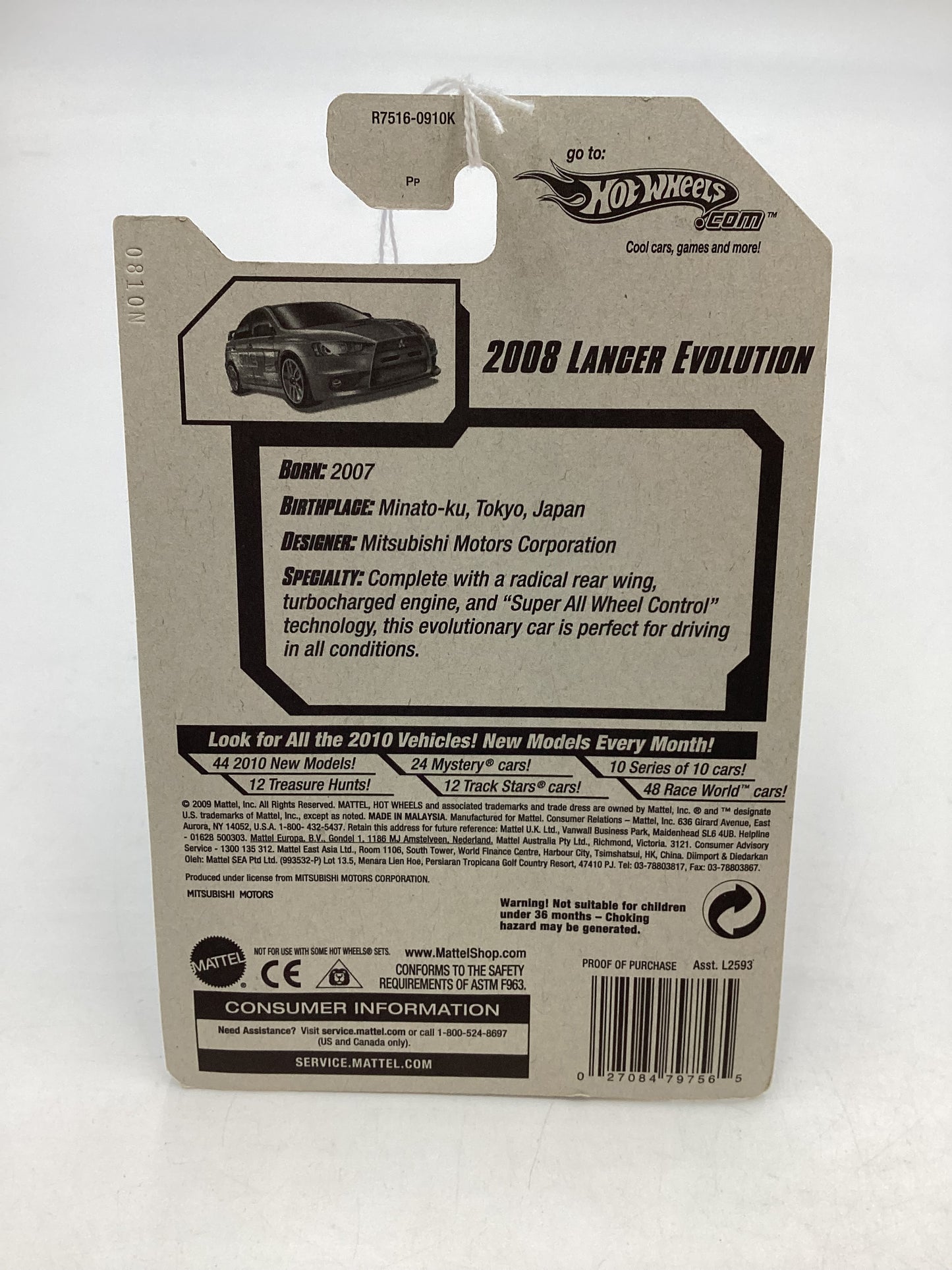 2010 Hot Wheels #091 Blue 2008 Lancer Evolution 91D