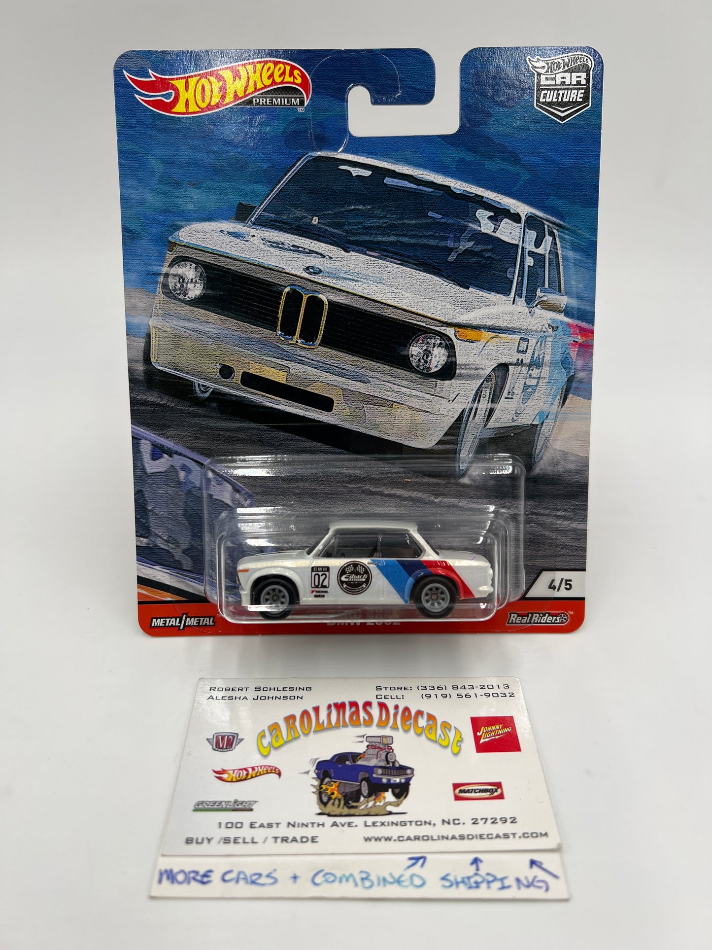 2020 Hot Wheels Car Culture Door Slammers #4 ERROR Backwards Facing BMW 2002 White W/Protector