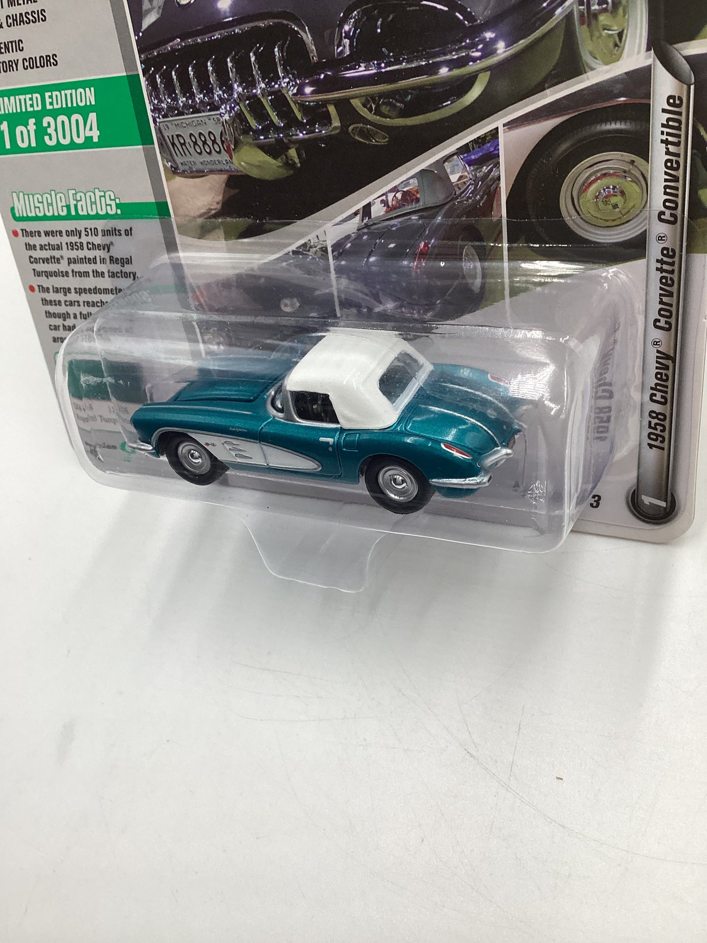 Johnny Lightning Muscle Cars USA MCACN Release Version 3 1958 Chevy Corvette Convertible Turquoise 185B