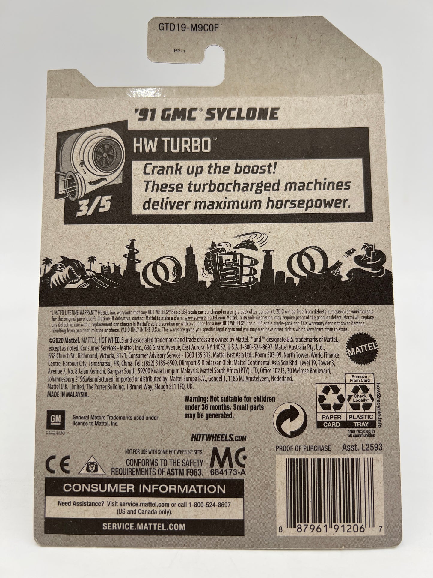 2021 Hot Wheels Walmart Exclusive Zamac 006 #92 91 GMC Syclone W/Protector