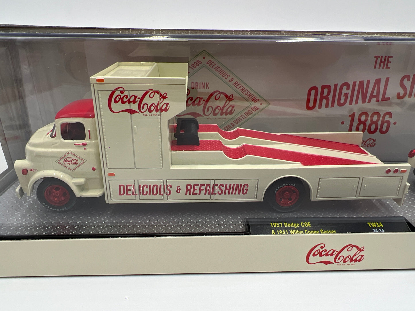 M2 Machines Auto Haulers CHASE Coca Cola 1957 Dodge COE & 1941 Willys Coupe Gasser TW34