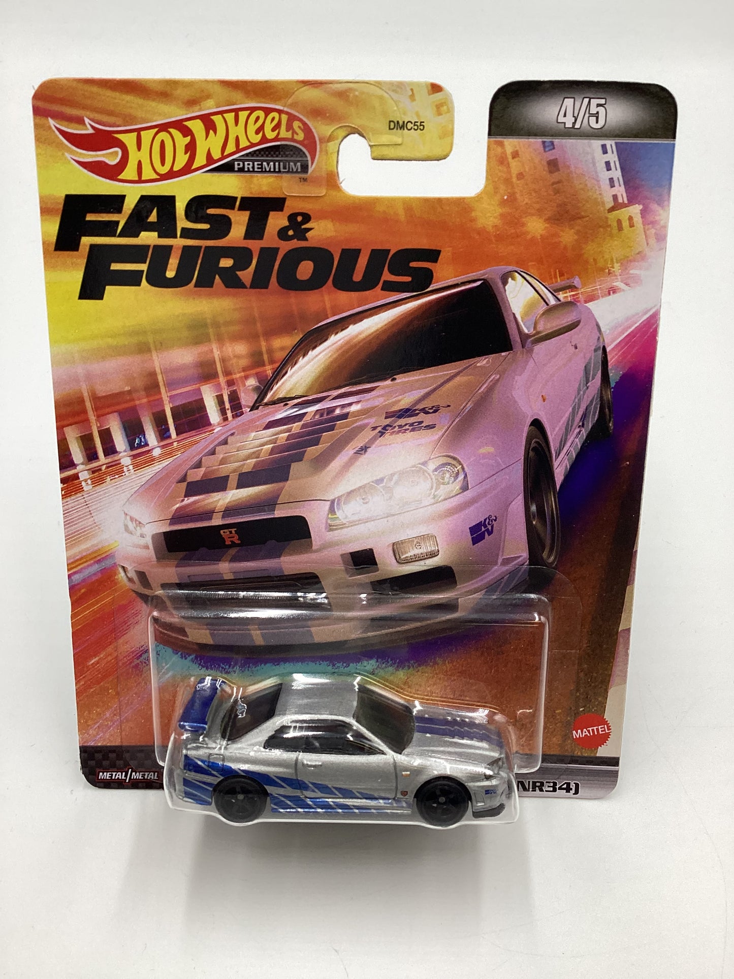 Hot wheels Premium Fast and Furious #4 Nissan Skyline GT-R R-34 Silver with protector