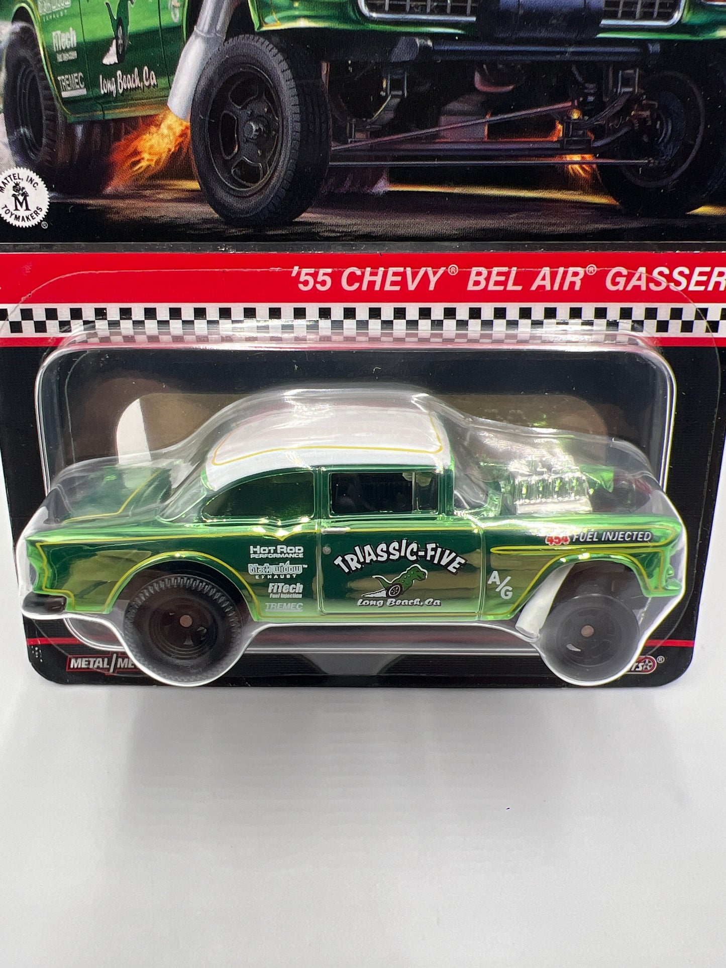 2023 Hot Wheels RLC 55 Chevy Bel Air Gasser Triassic-Five Green W/Protector