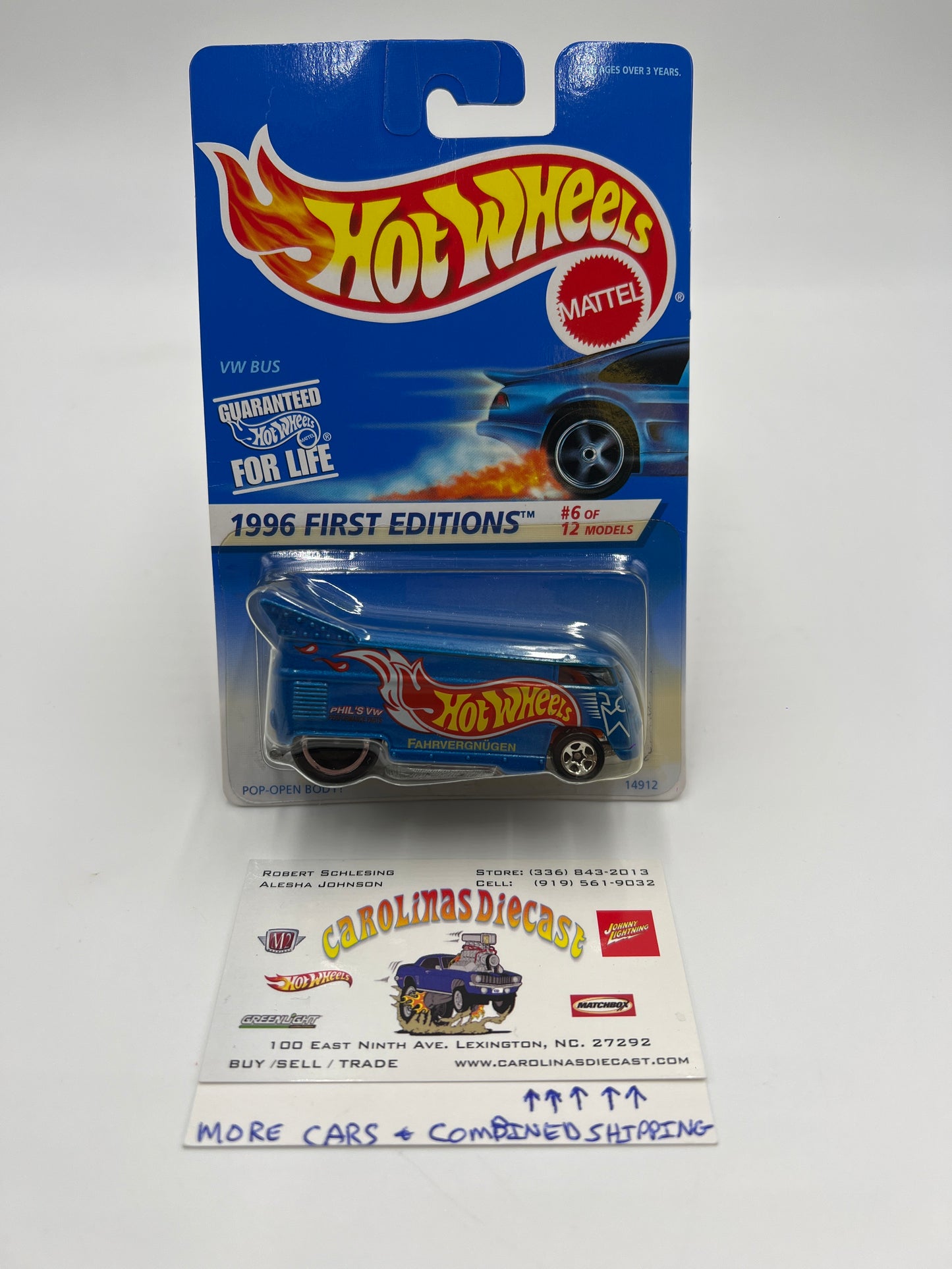 1998 Hot Wheels 30th Anniversary #6 1996 First Editions VW Bus Blue W/Protector