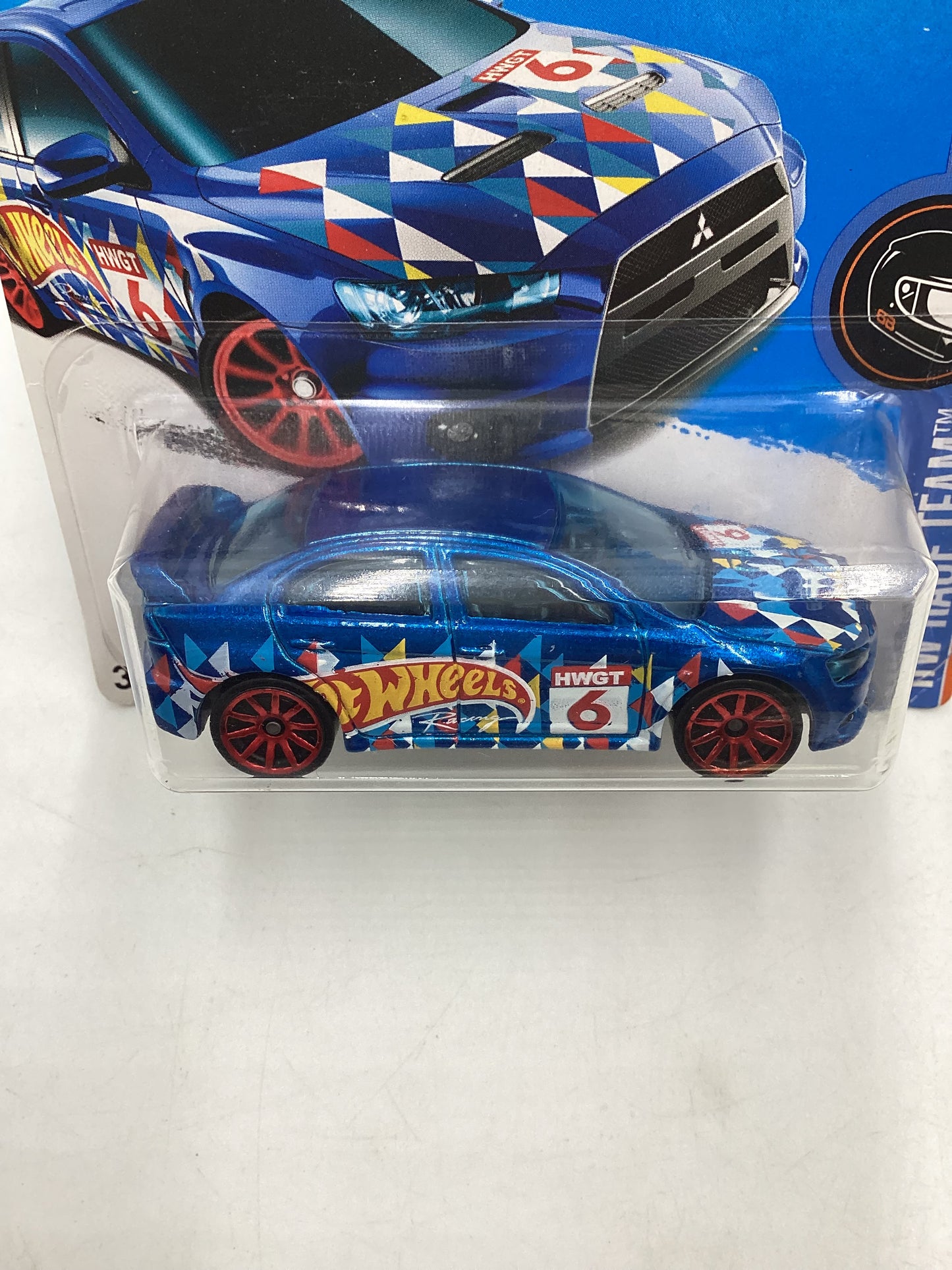 Hot wheels 2016 Race Team #6 2008 Lancer Evolution Short Card 91D