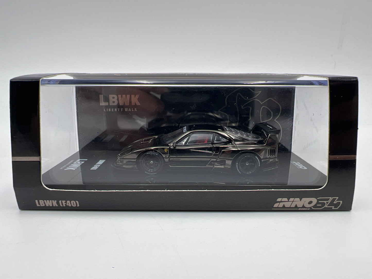 Inno64 Models 1/64 Scale Liberty Walk Ferrari F40 Chrome Black