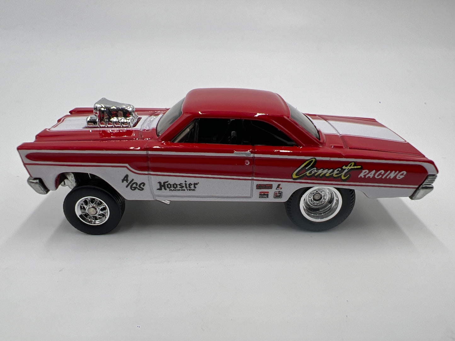 Hot Wheels 1/64 Premium Team Transport #28 65 Mercury Comet Cyclone & Ford C-800 Red Loose