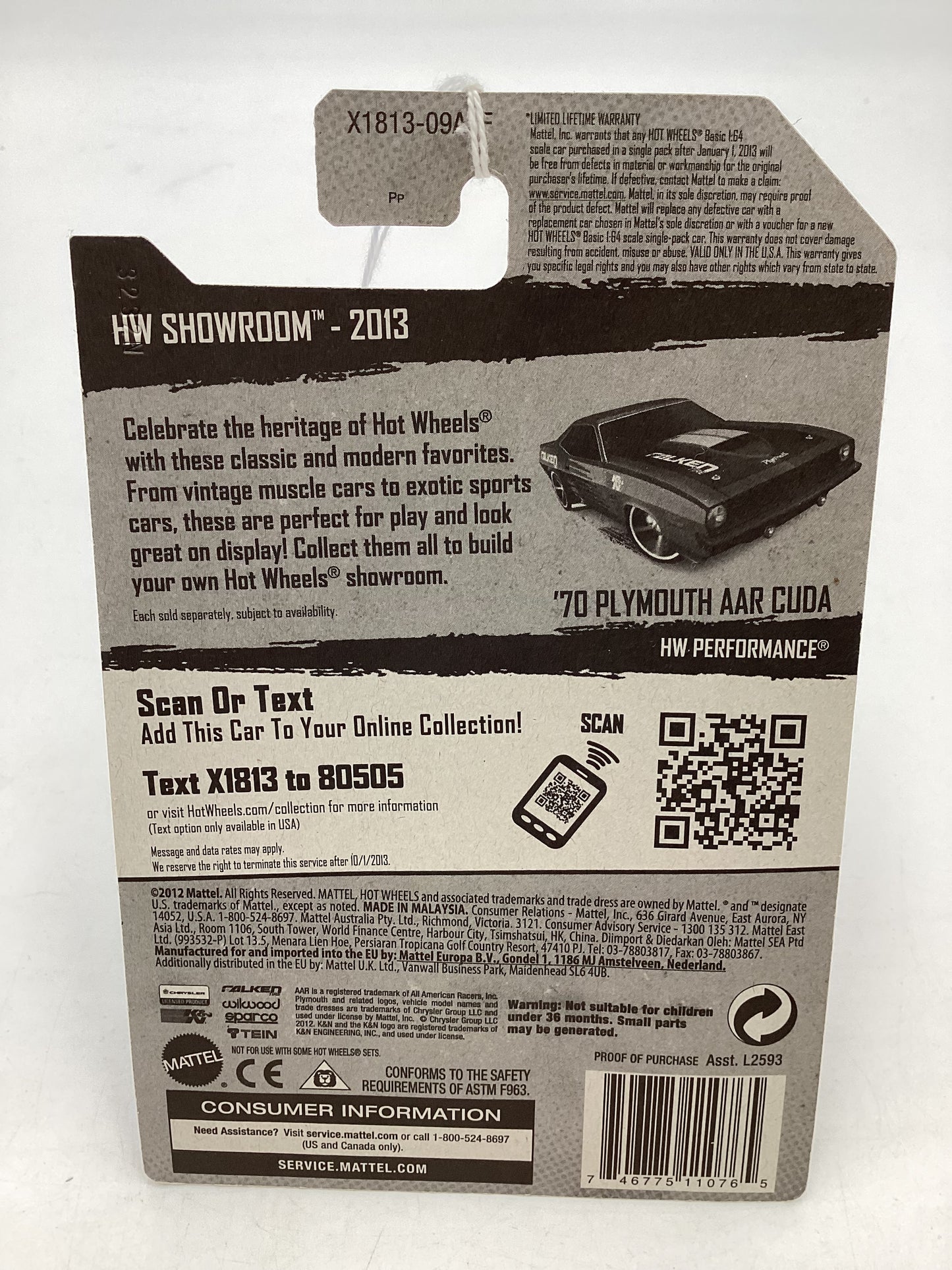 2013 Hot Wheels #247 70 Plymouth AAR Cuda Falken 43B
