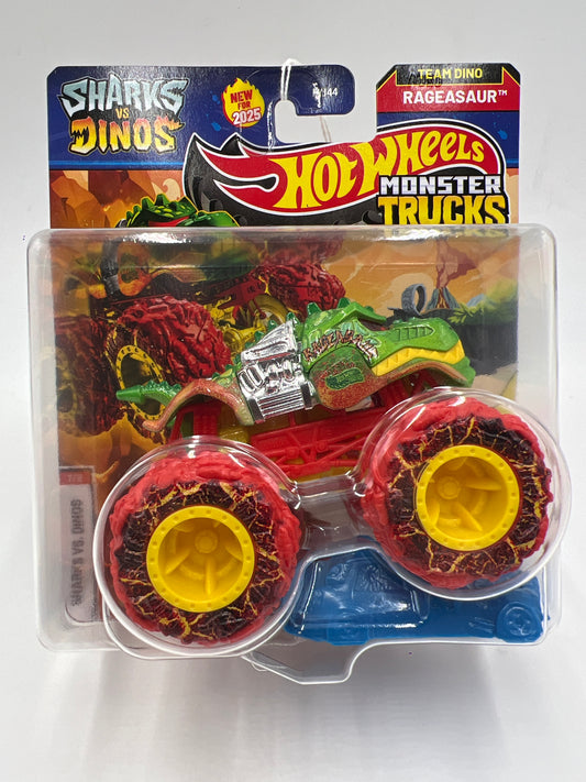 2025 Hot Wheels Monster Trucks Sharks Vs Dinos #7 Team Dino Rageasaur 131B
