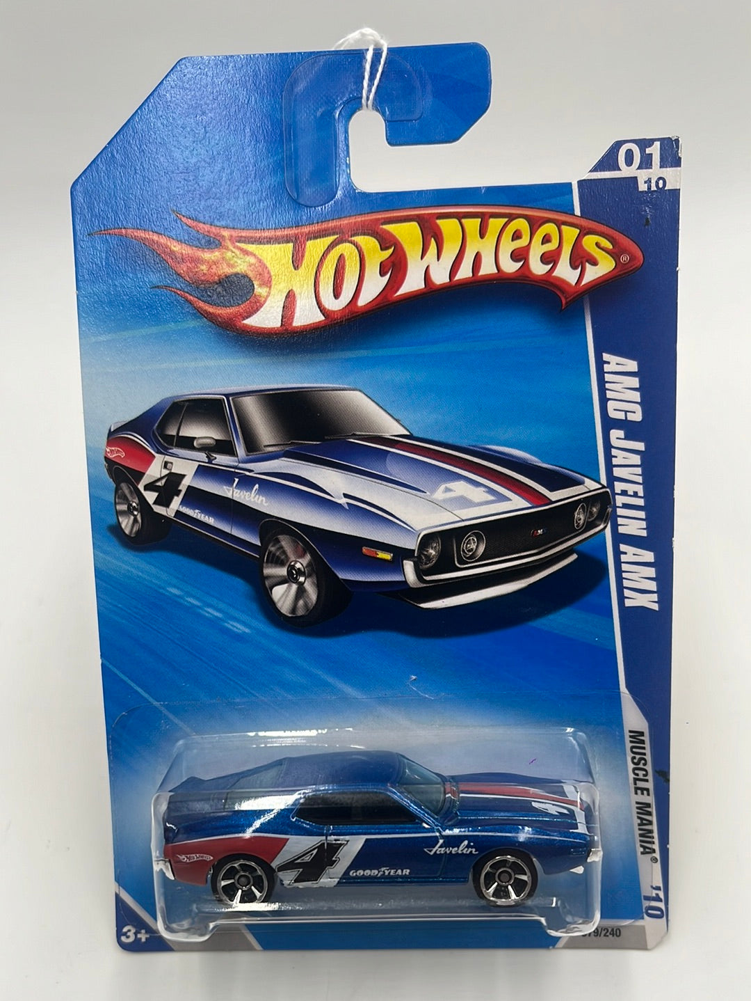 2010 Hot Wheels Muscle Mania AMC Javelin AMX Blue 79/240 32C