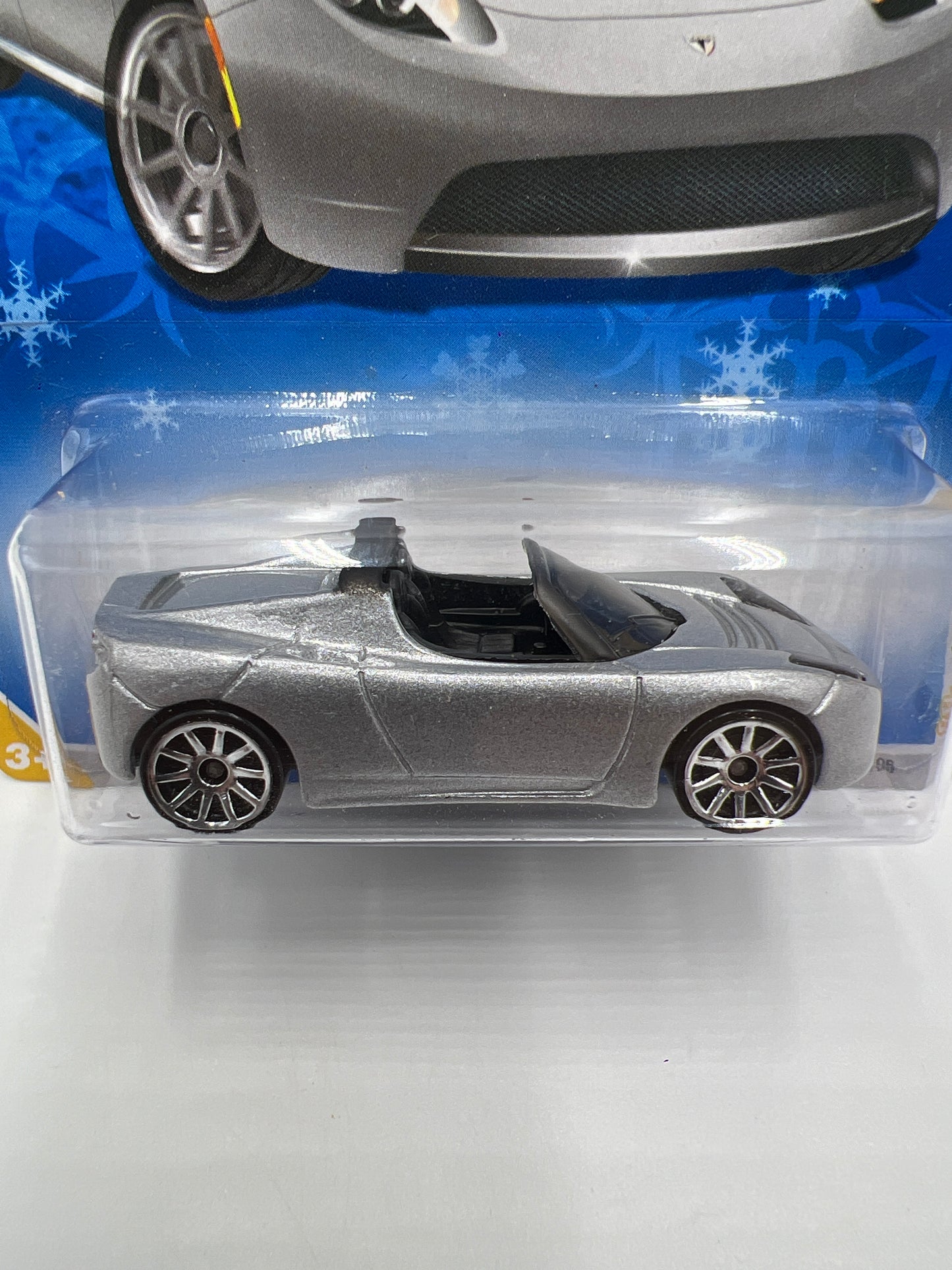 2008 Hot Wheels Target Exclusive Snowflake Card #26 2008 Tesla Roadster W/Protector