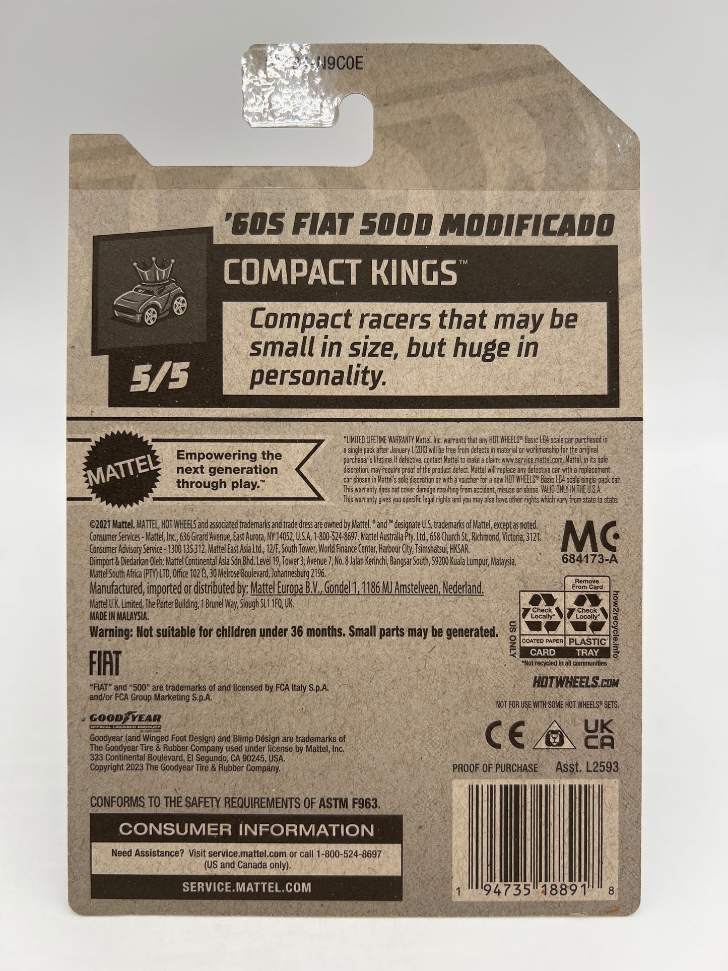 2024 Hot Wheels Super Treasure Hunt Factory Sealed #117 60s Fiat 500D Modificado Gold W/Protector