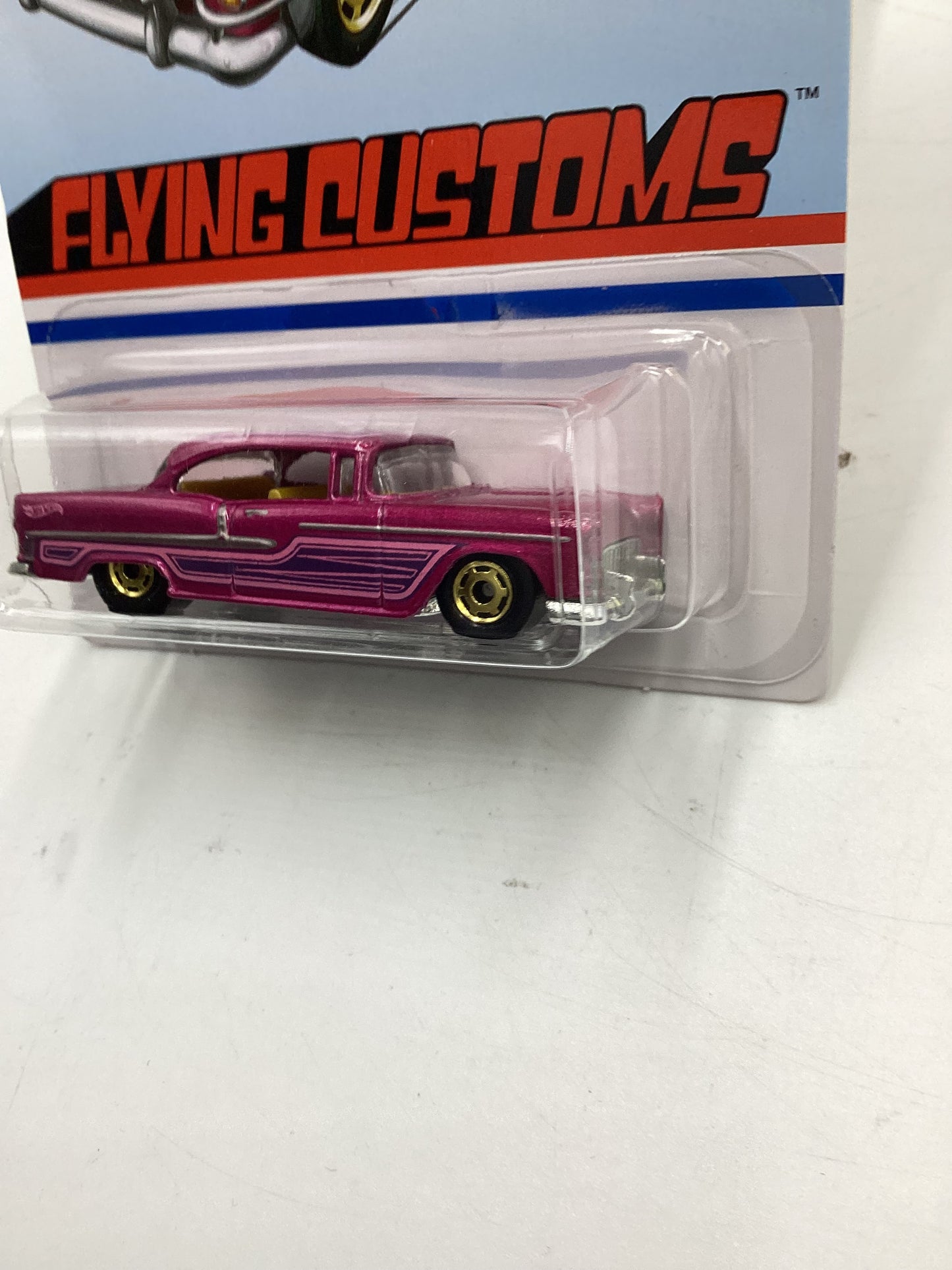 Hot Wheels Target Exclusive Flying Customs 55 Chevy Pink Cracked Blister