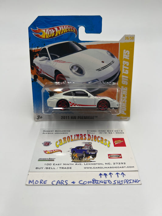 2011 Hot Wheels Premiere Short Card #36 Porsche 911 GT3 RS White W/Protector