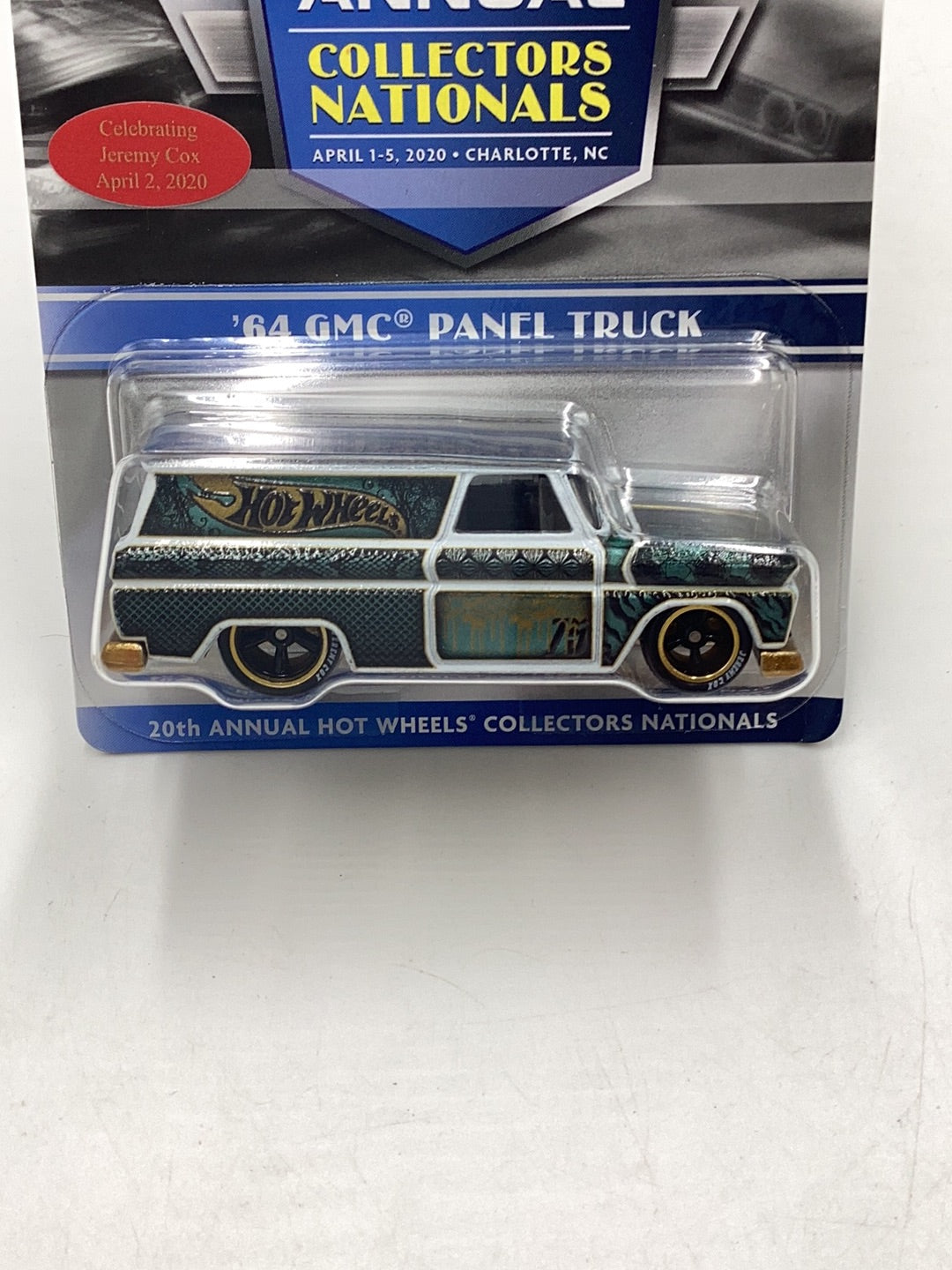2020 Hot Wheels 20th Annual Collector Nationals ‘64 GMC Panel Truck W/Dinner Sticker & Patch/Pin 00386/04000